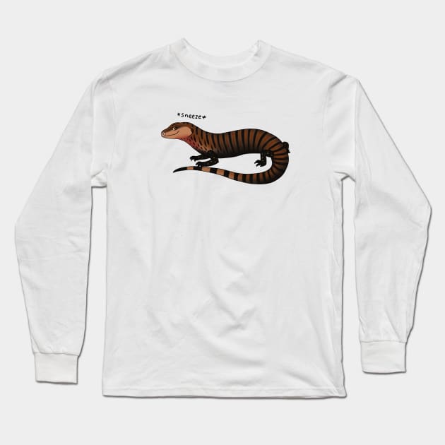 Blue Tongue Skink Sneezing • Halmahera Long Sleeve T-Shirt by FalconArt